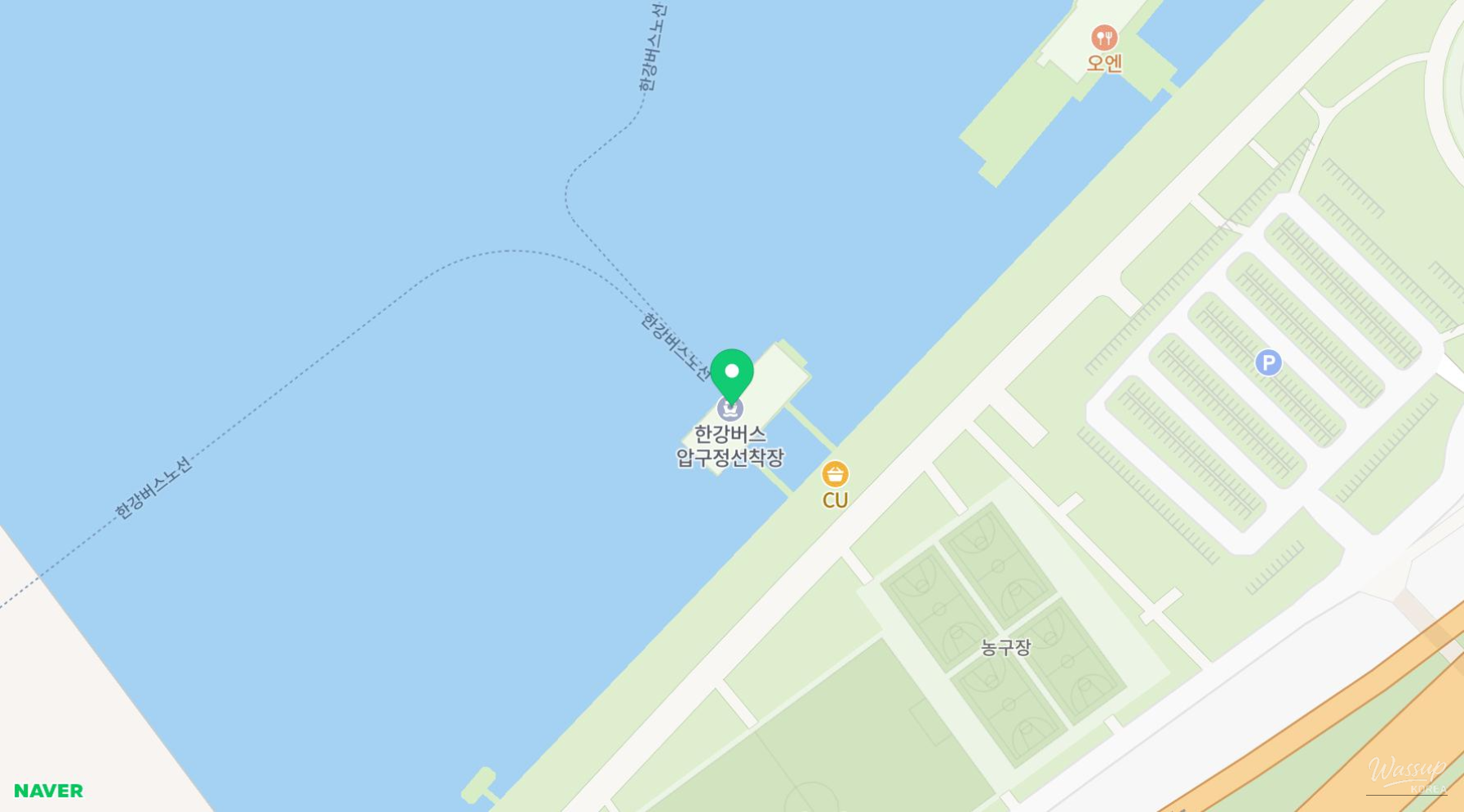 Waiting area at Apgujeong Pier for the Han River Bus