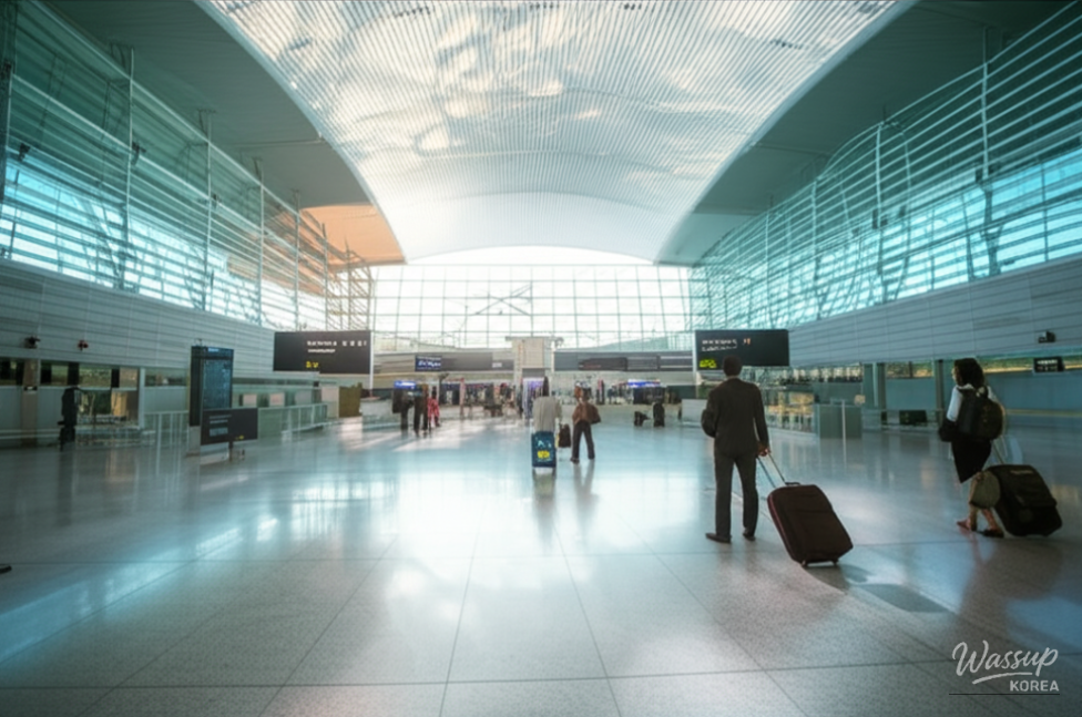 Incheon Airport arrival scenery from ground transportation