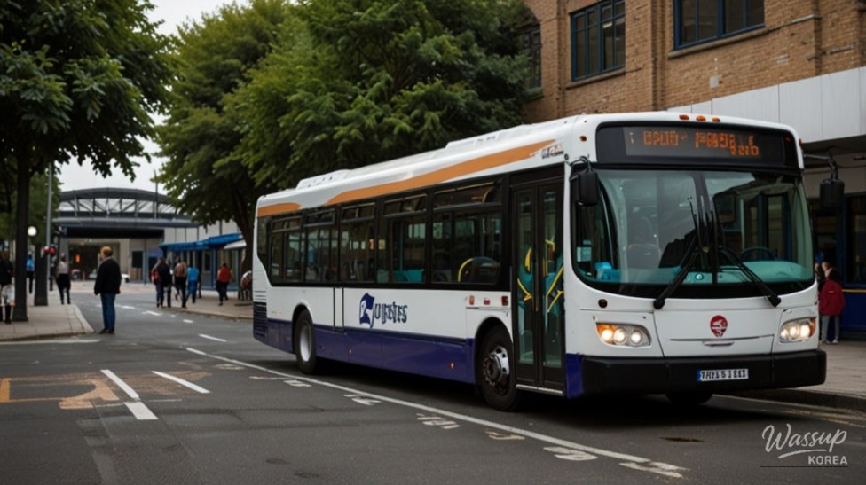 Passengers boarding an airport express bus at a regional terminal