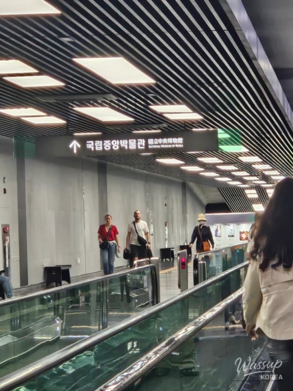 Special moment capturing the architectural details of the museum ceiling
