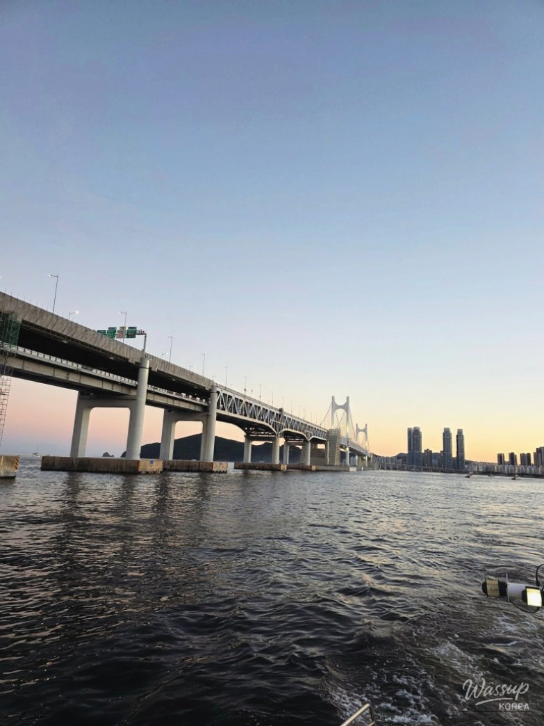 Nighttime view of the Busan river cruise area