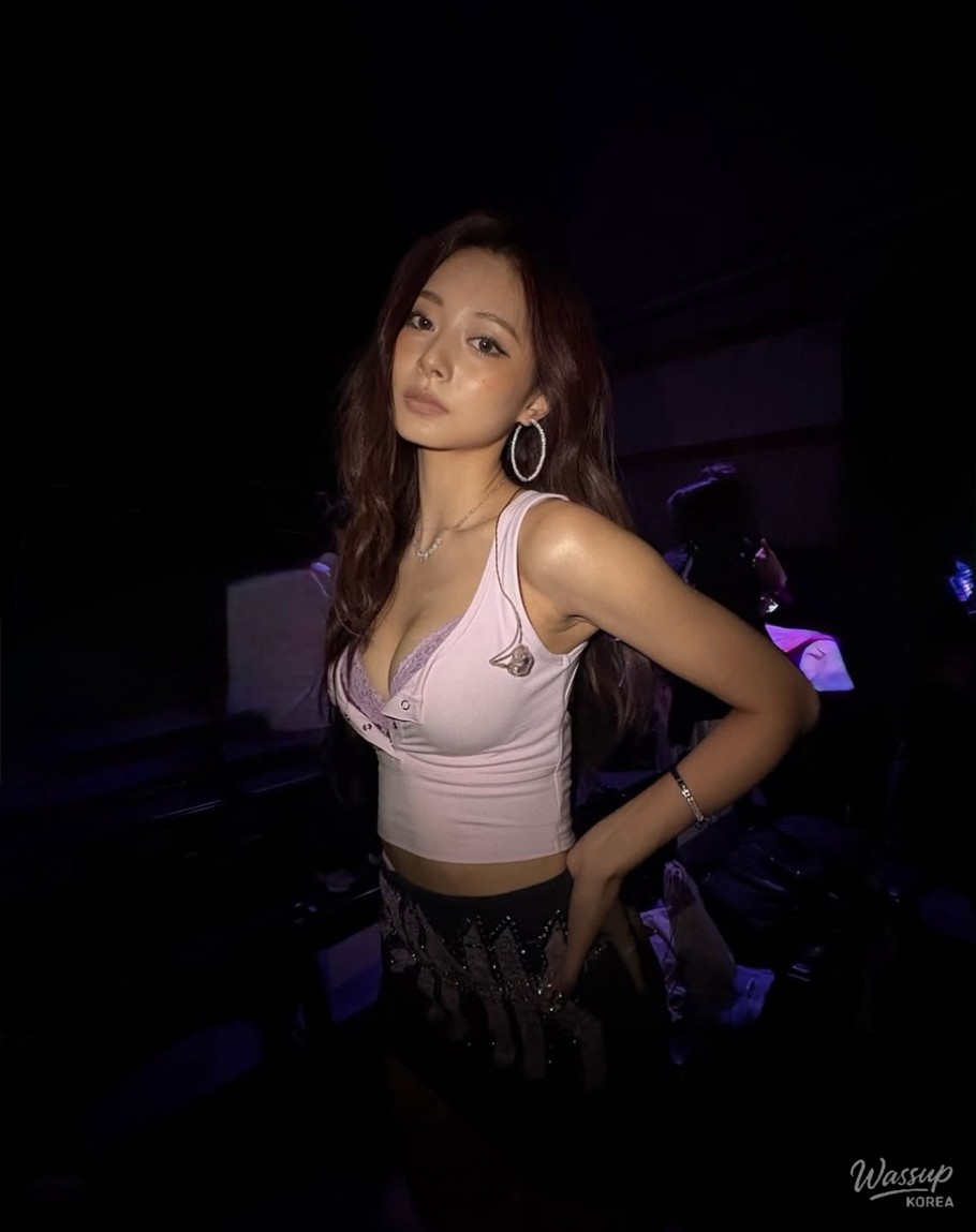 Camera flash revealing subtle sparkle in eye makeup