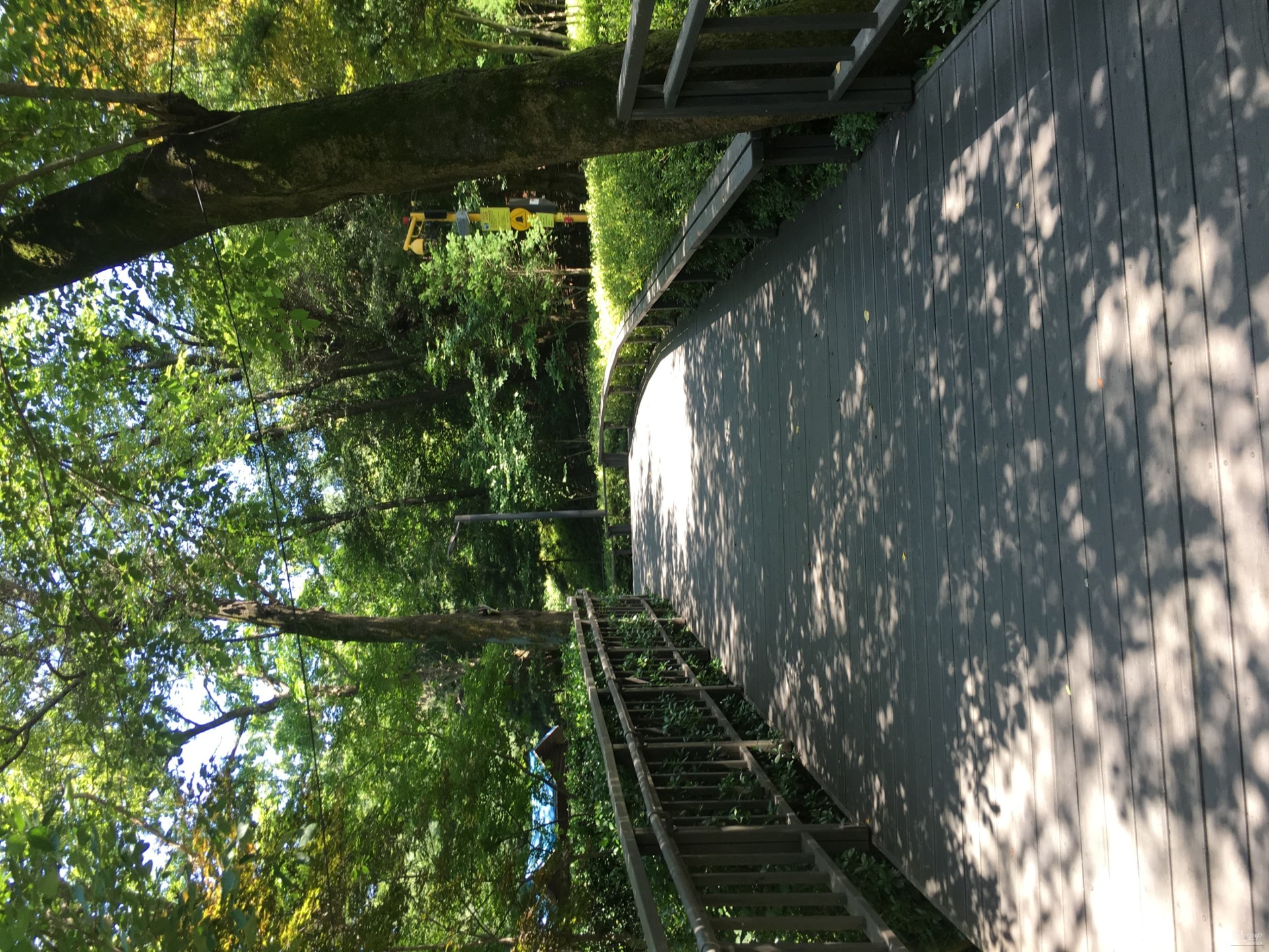 Accessible restroom facility with automatic doors and handrails