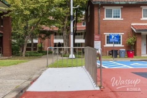 Soft evening light hitting the red bricks of Yongsan