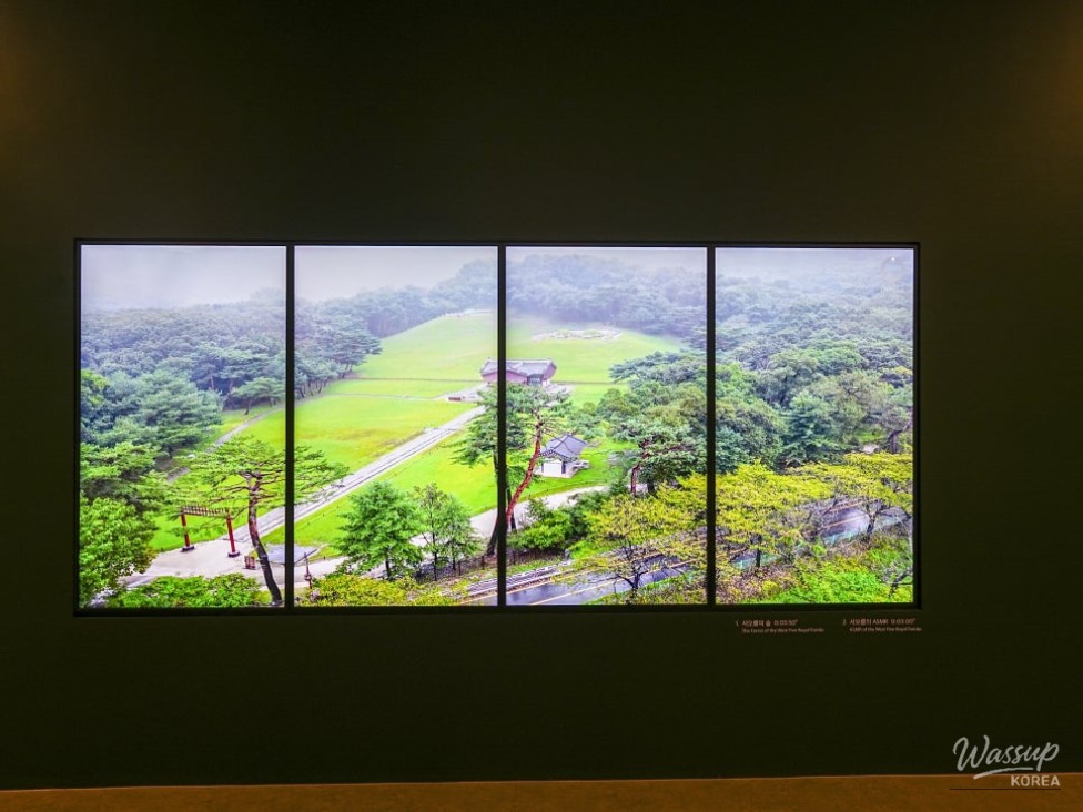 A detailed view of the royal tomb burial mound from a distance
