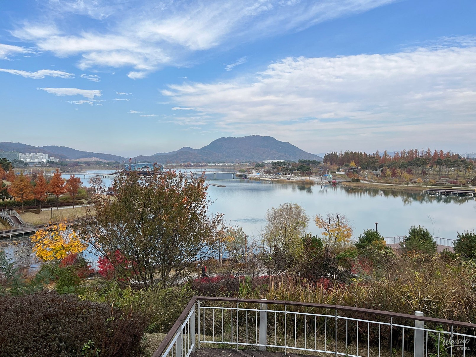 Informational signage for Jangnamjeong Pavilion explaining its history