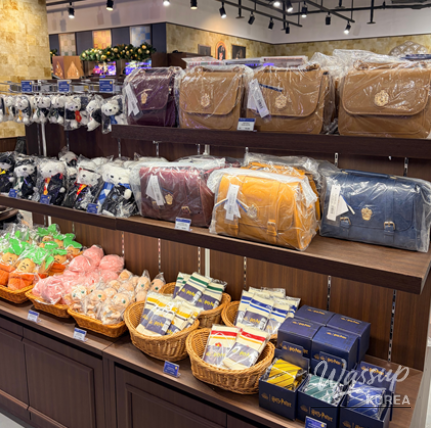 Harry Potter themed bags and accessories on display at COEX popup store