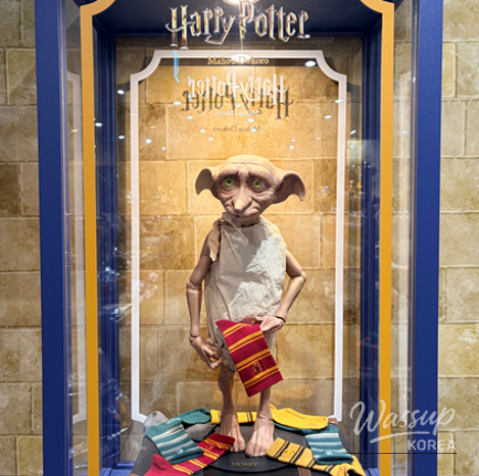 House-themed merchandise display inside the Harry Potter popup store