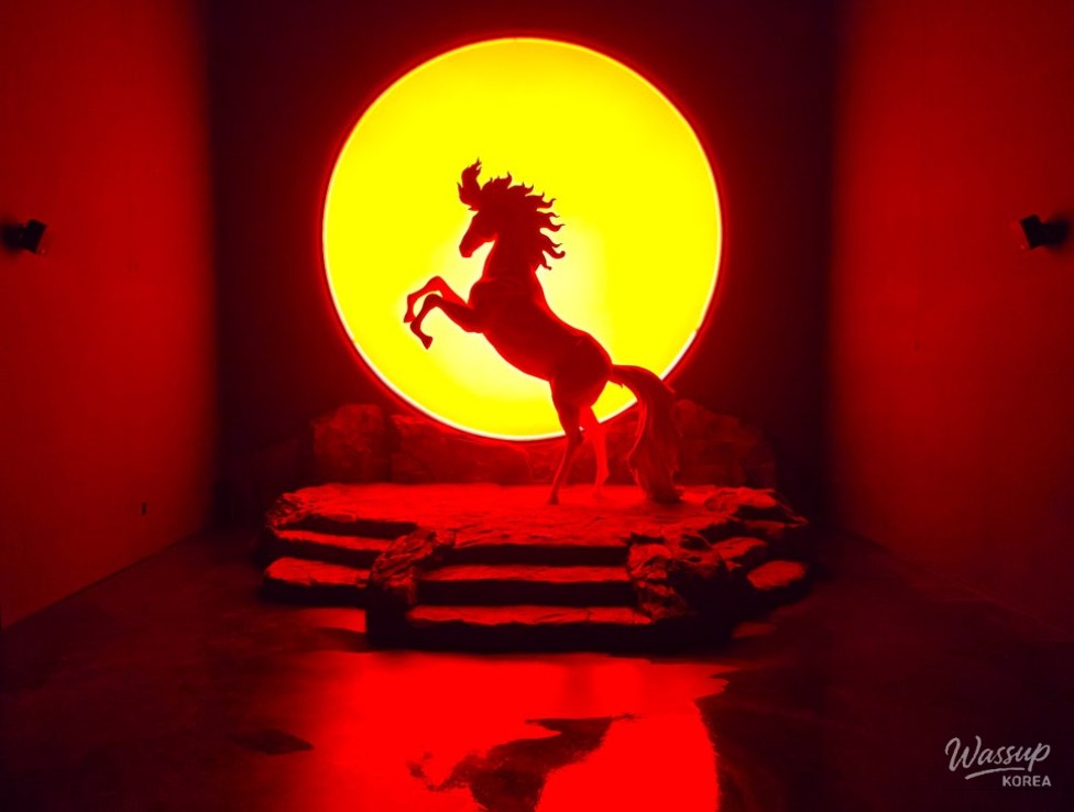 Entrance view of Gyeongju Flashback Gyelim indoor media art exhibition at Bomun Tourist Complex