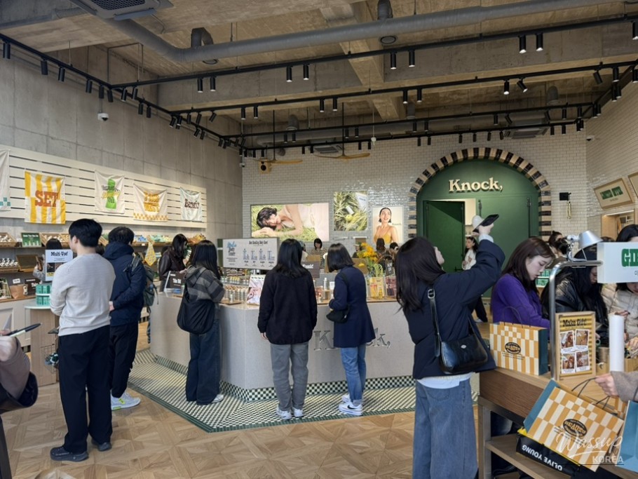 French bookstore-inspired decor inside Knock Archive Seongsu