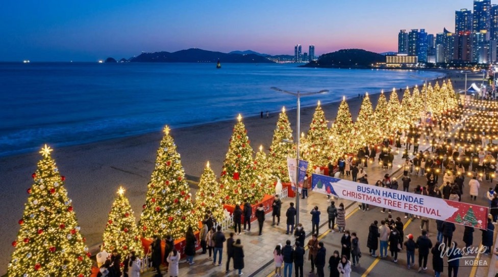 Haeundae Christmas tree festival with seaside winter decorations