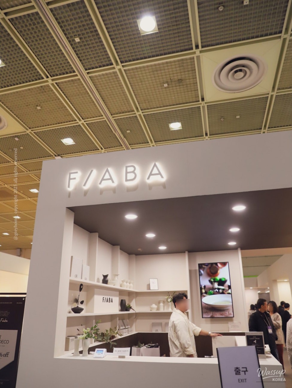 FIABA booth showcasing ceramic dining tables and sofas at the 2025 Home Table Deco Fair