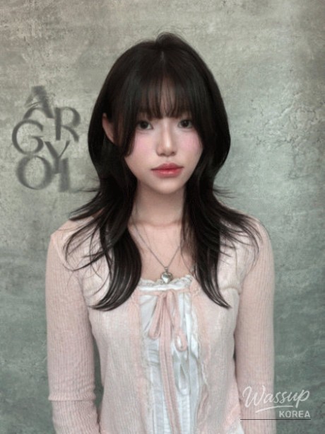 Layered haircut and iron perm result at Argyle Hongdae hair salon