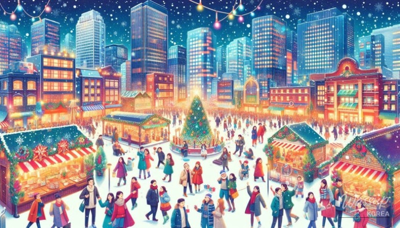 Winter festival activities and snow play near Hallasan Eorimok in Jeju