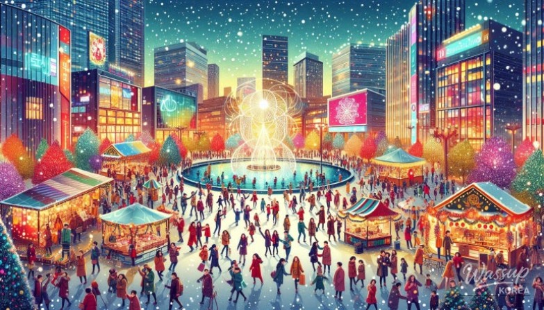 Christmas decorations and lights at Jeju winter event