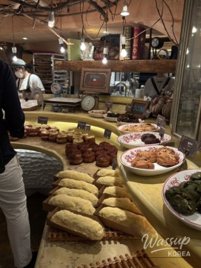 Close-up of bakery items prepared for customers