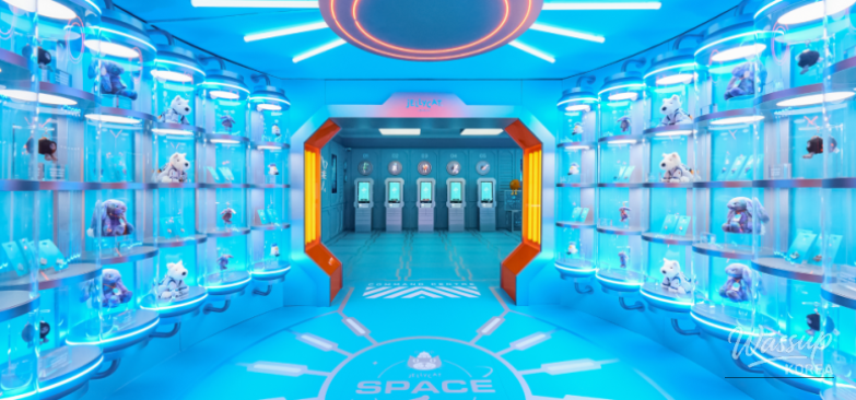 Jellycat Christmas village setup inside The Hyundai Seoul Sounds Forest