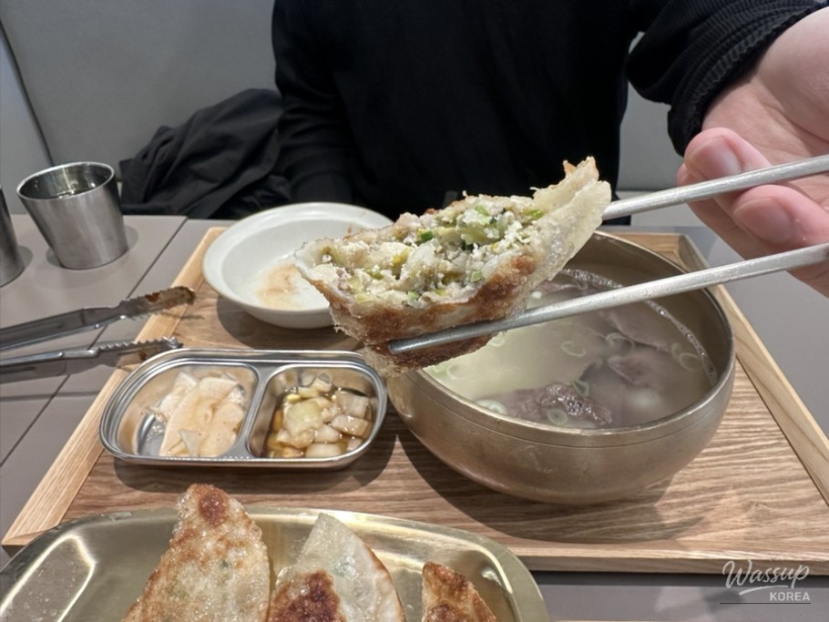 End of meal scene after finishing Pyongyang cold noodles