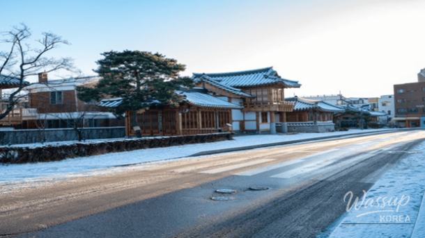 Winter streets of Suwon featuring Haengridangil and historic surroundings
