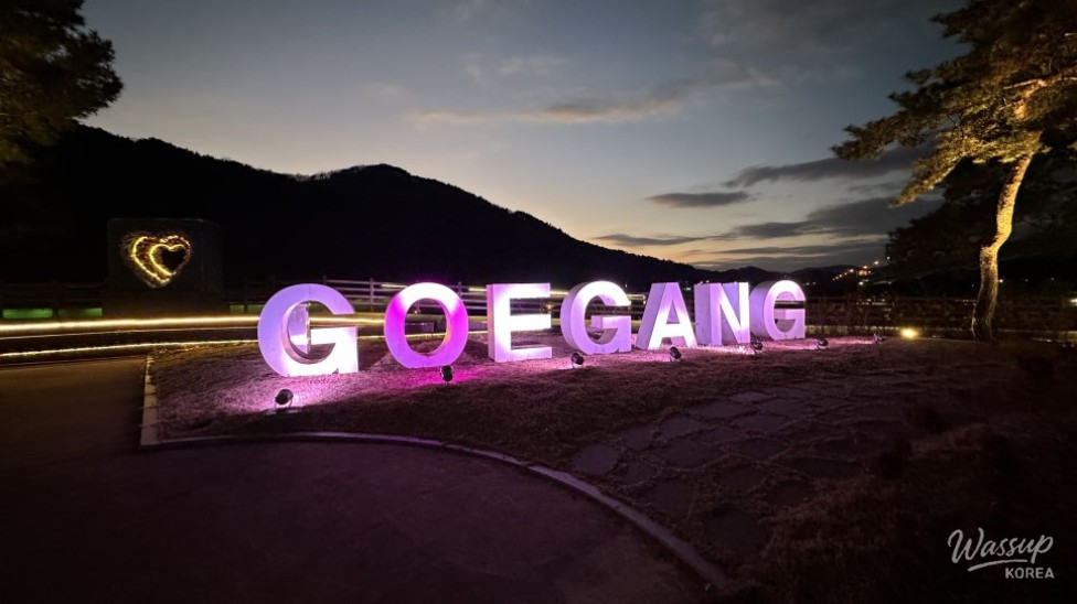 Soft landscape lighting along the riverside path at Goeun Light Park at night