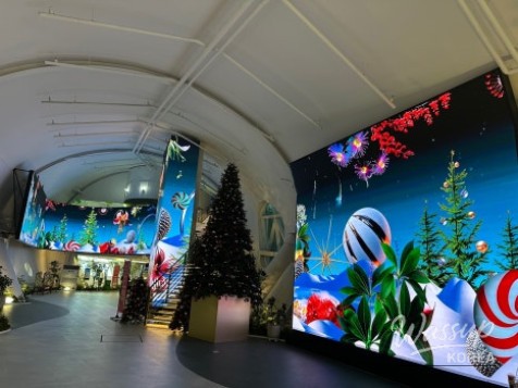 A view of the media art installation showcasing seasonal beauty