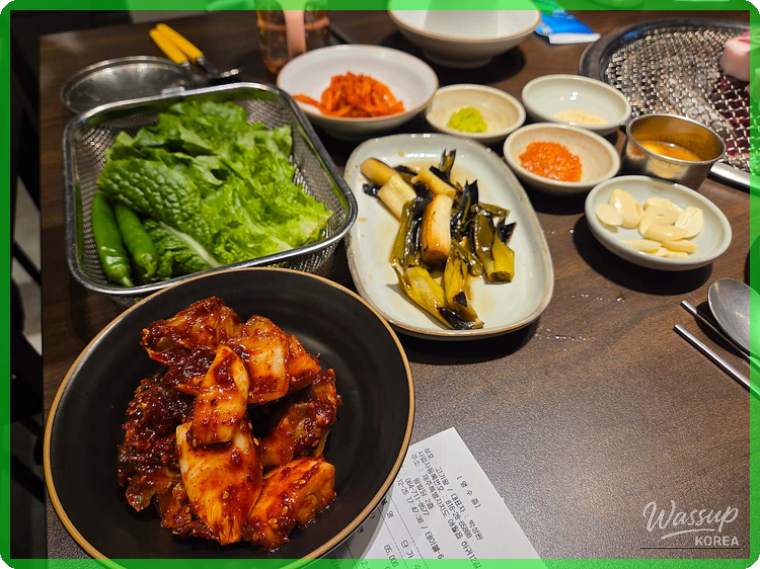 The Hallasan meat set featuring thick cuts of pork neck and five-layered belly