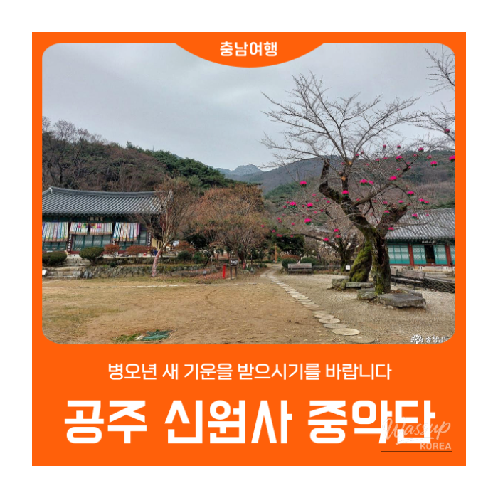 Majestic winter scenery of Sinwon Temple at the foot of Gyeryongsan Mountain