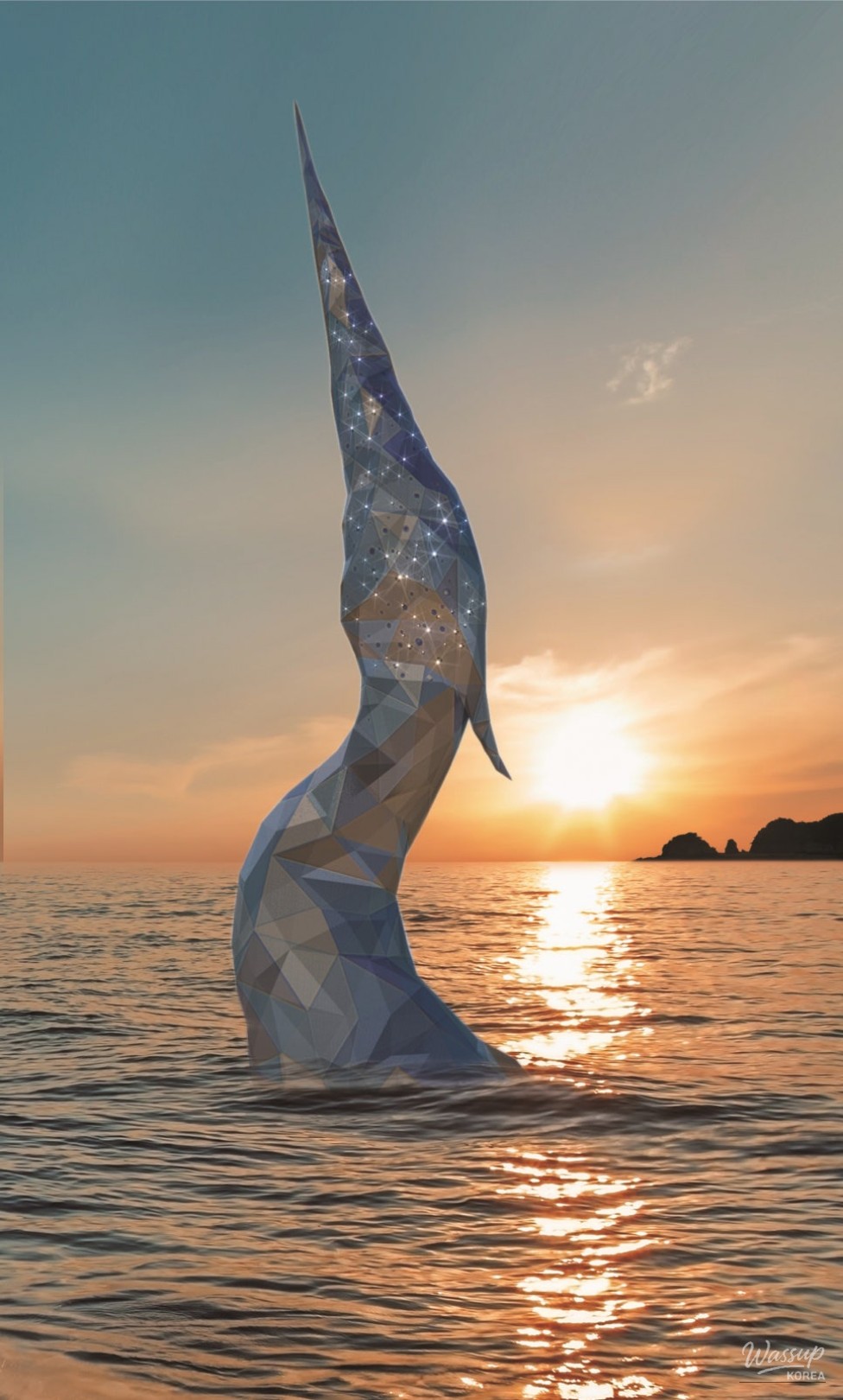 Aerial view of the Yesan Lake Suspension Bridge under a clear winter sky