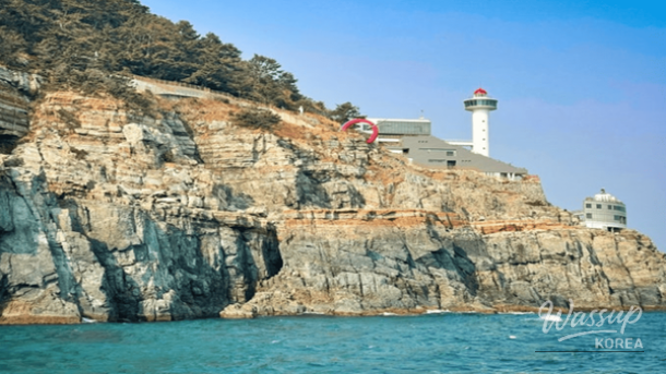 Glass walkway over the sea at Songdo Cloud Walkway in winter