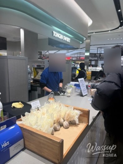 Close-up of chewy cookie texture and filling