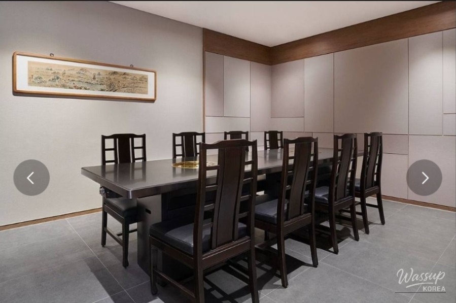 Plated Korean dishes at Samwon Garden