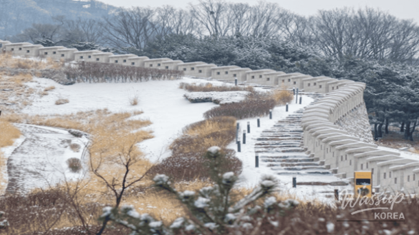 Snowy Namsan Circular Trail with winter forest scenery
