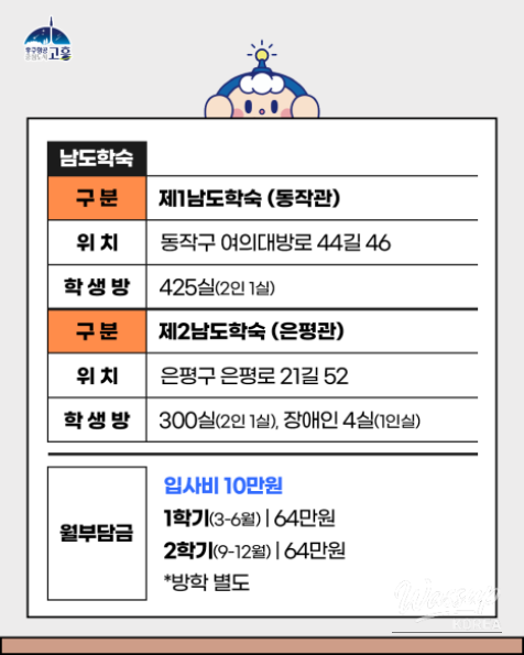 Online application process for Namdo Dormitory 2026 recruitment