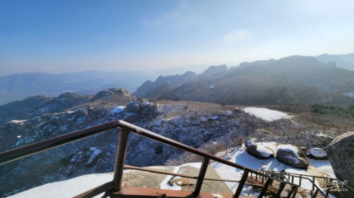 Panoramic winter view from Munjangdae peak in Sobaeksan