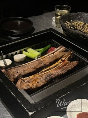 Grilled Mongtan premium ribs showing juicy texture