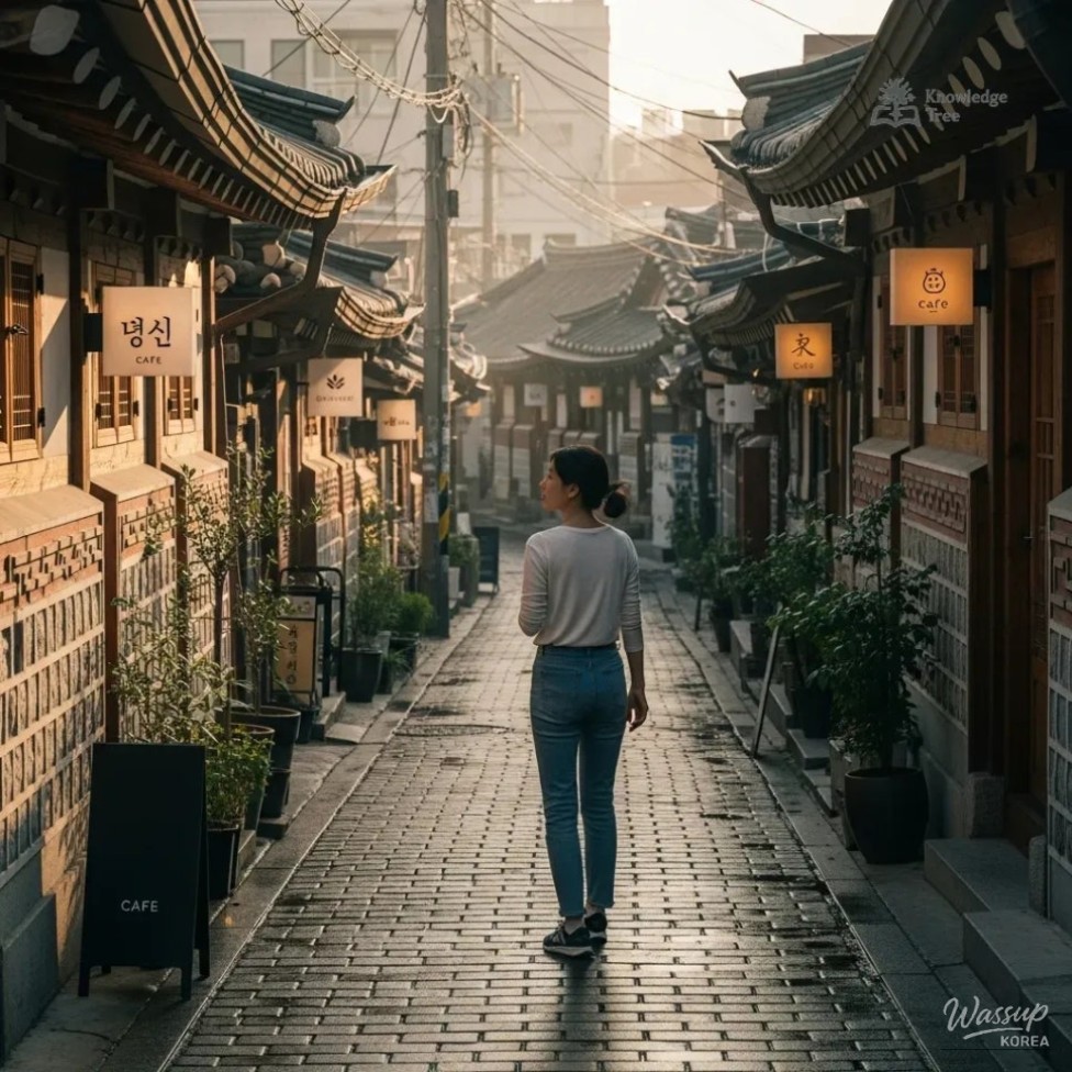 Traditional Seoul alleyway near hanok villages offering a calm walking experience