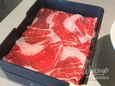 Cooked shabu-shabu ingredients ready to eat