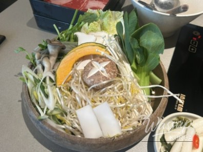 Egg porridge served as part of the shabu-shabu course