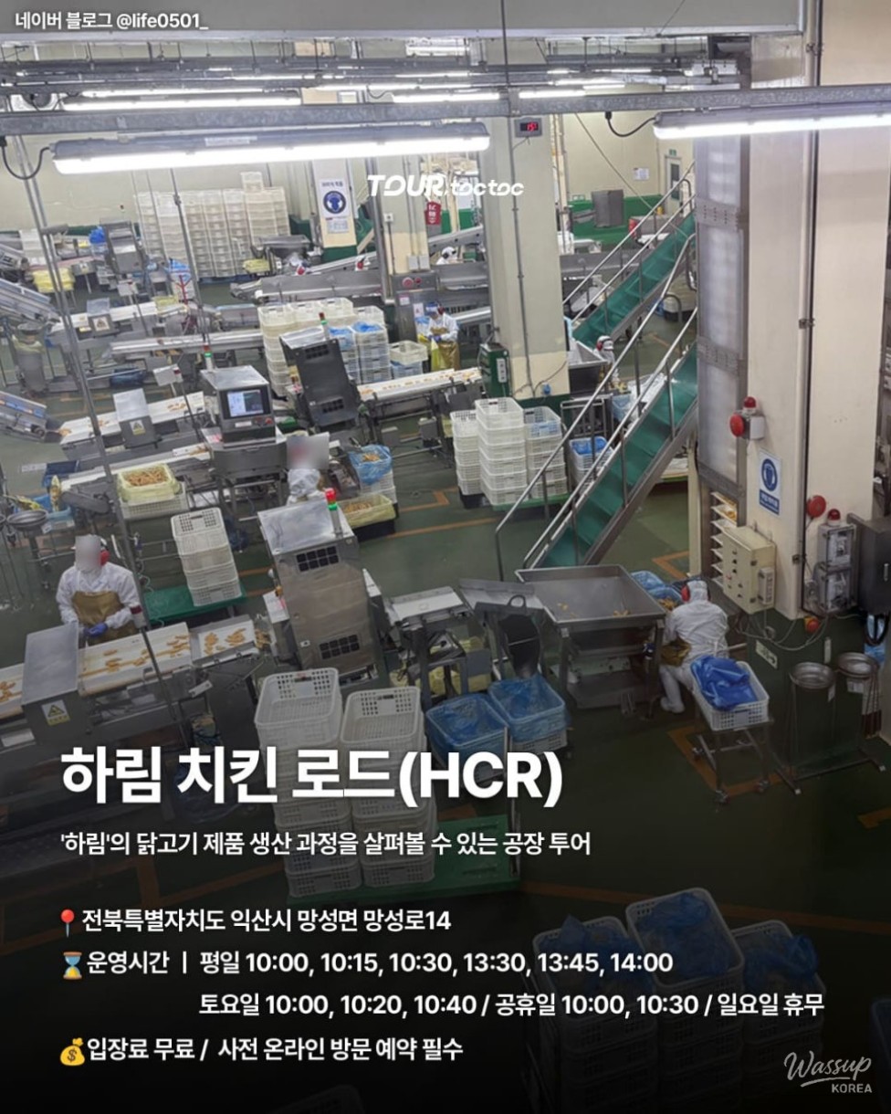 Visitors exploring the Harim Chicken Road production tour route