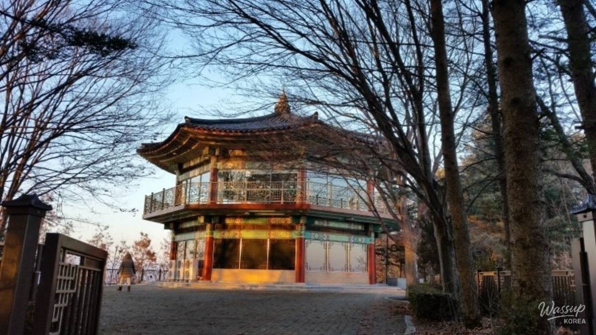 Winter mountain approach path leading to Homyeong Lake with snow-covered scenery