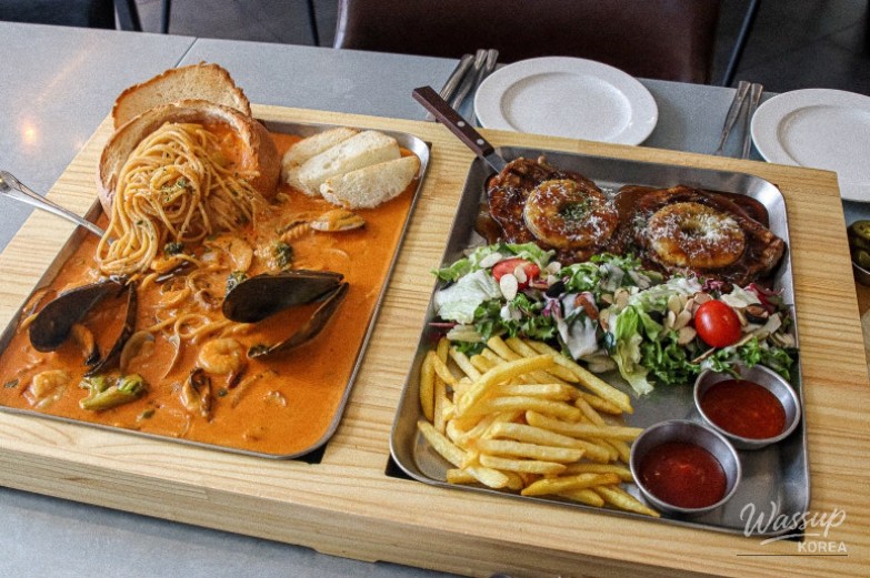 Generously served fajitas and Western dishes presented for sharing