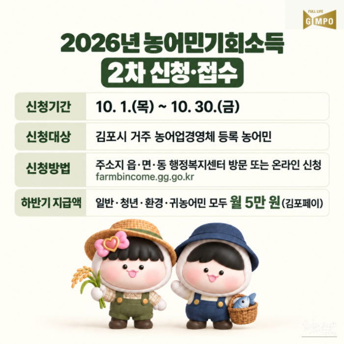 2026 Agricultural and Fisheries Income Support Program: Second Application Period