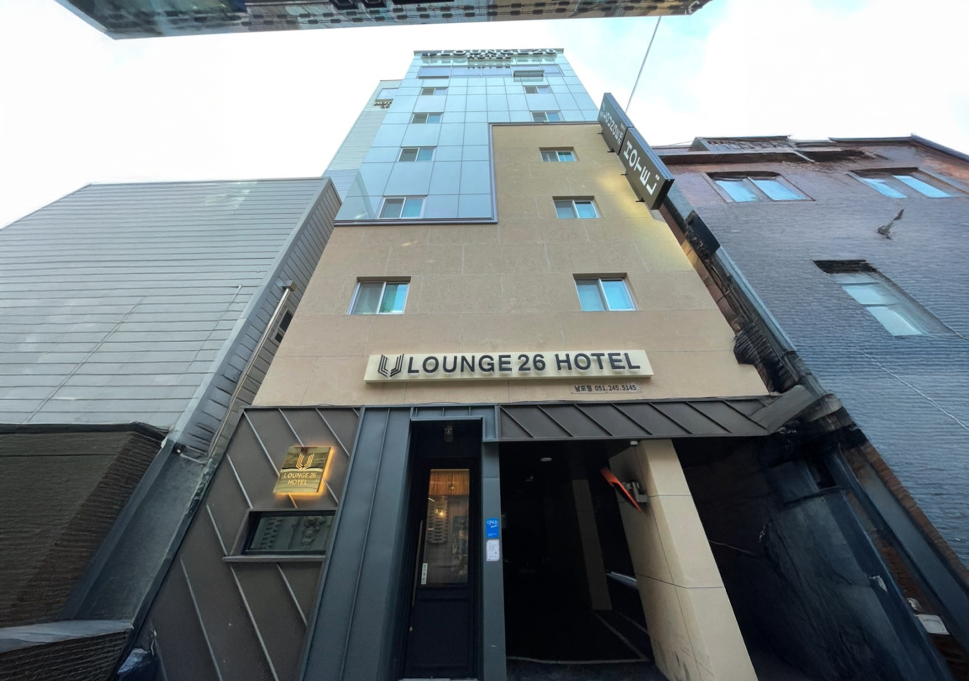 Final look at the hotel exterior before leaving Busan