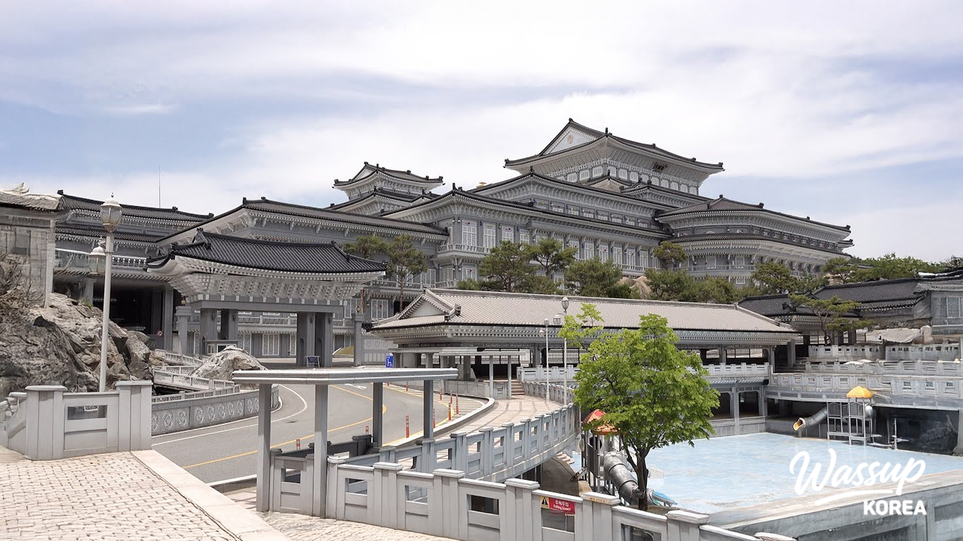 Greenhouse interior of Chungwon University Botanical Garden filled with diverse plants