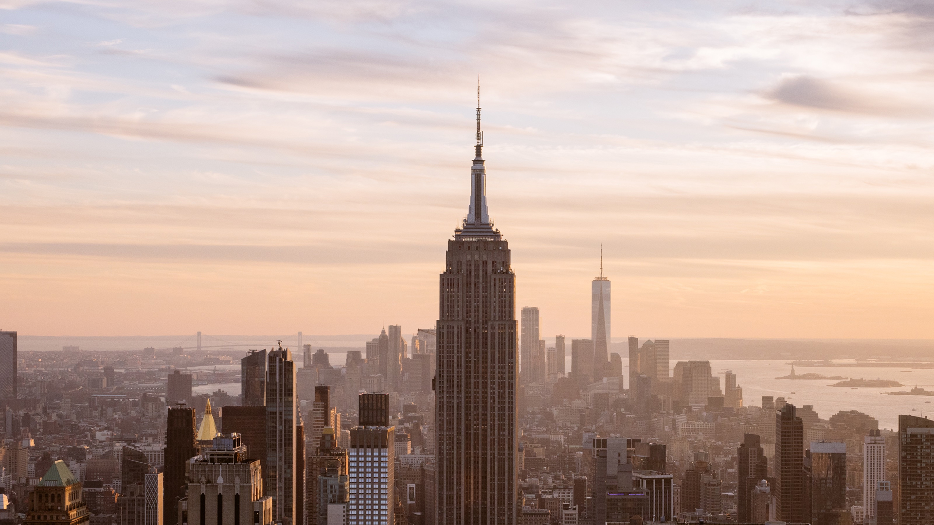 Top of the Rock observation deck sunset view in New York