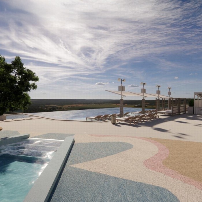 Exterior view of Belfore Resort Media Art Center surrounded by mountains in Jeungpyeong