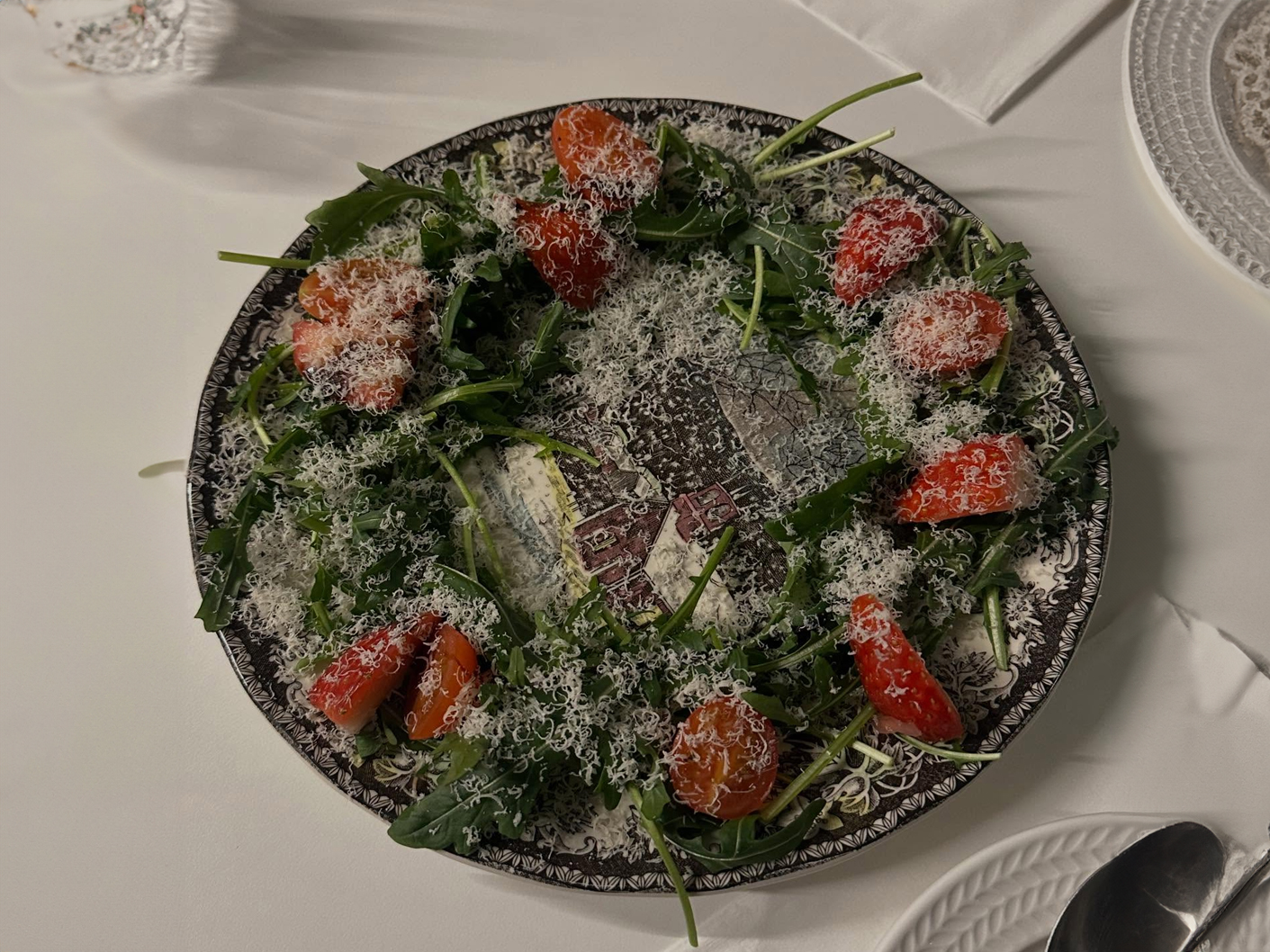 View of the decorated outdoor garden seen from inside Soon cafe