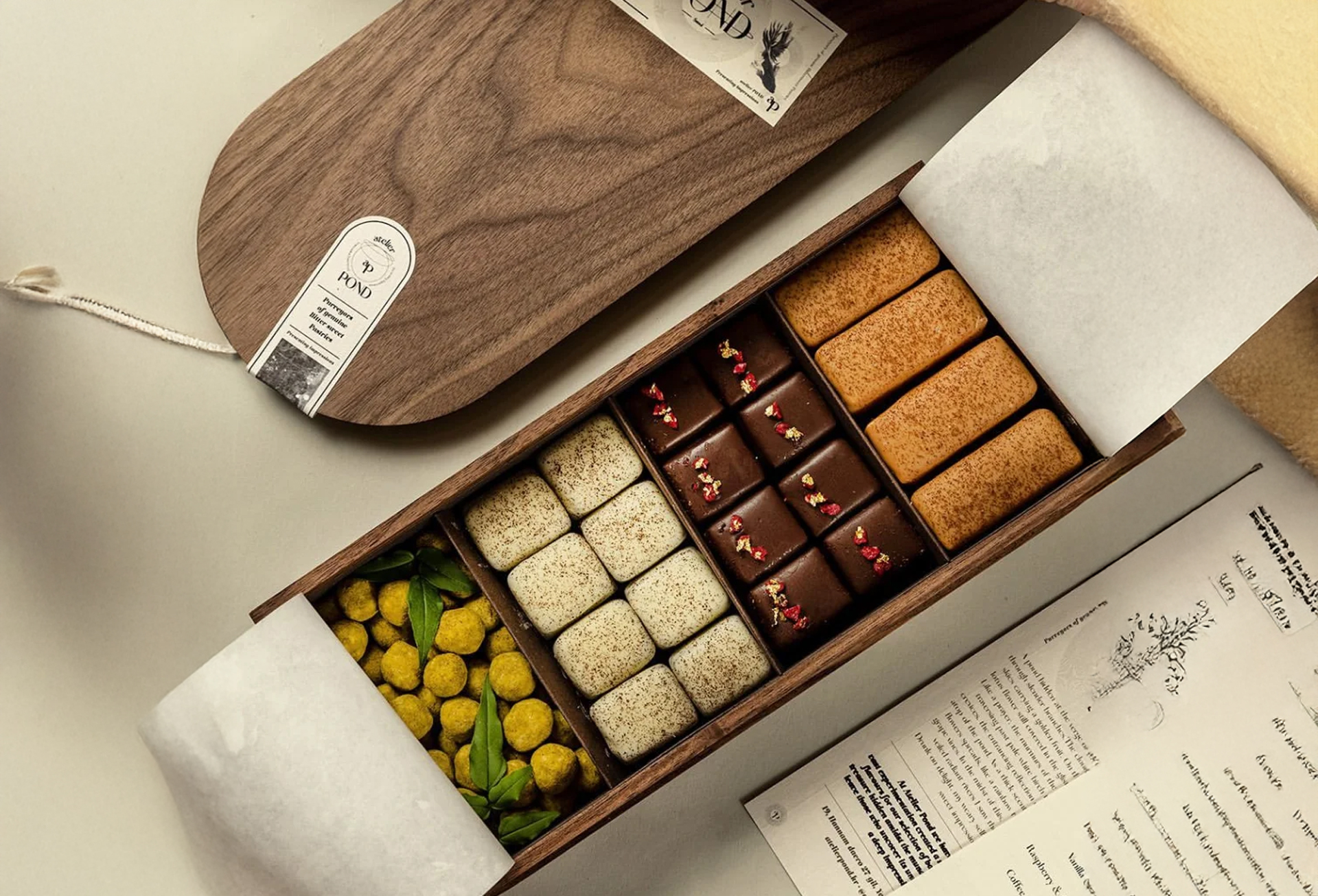 Display of financiers and caramel bars inside the cafe