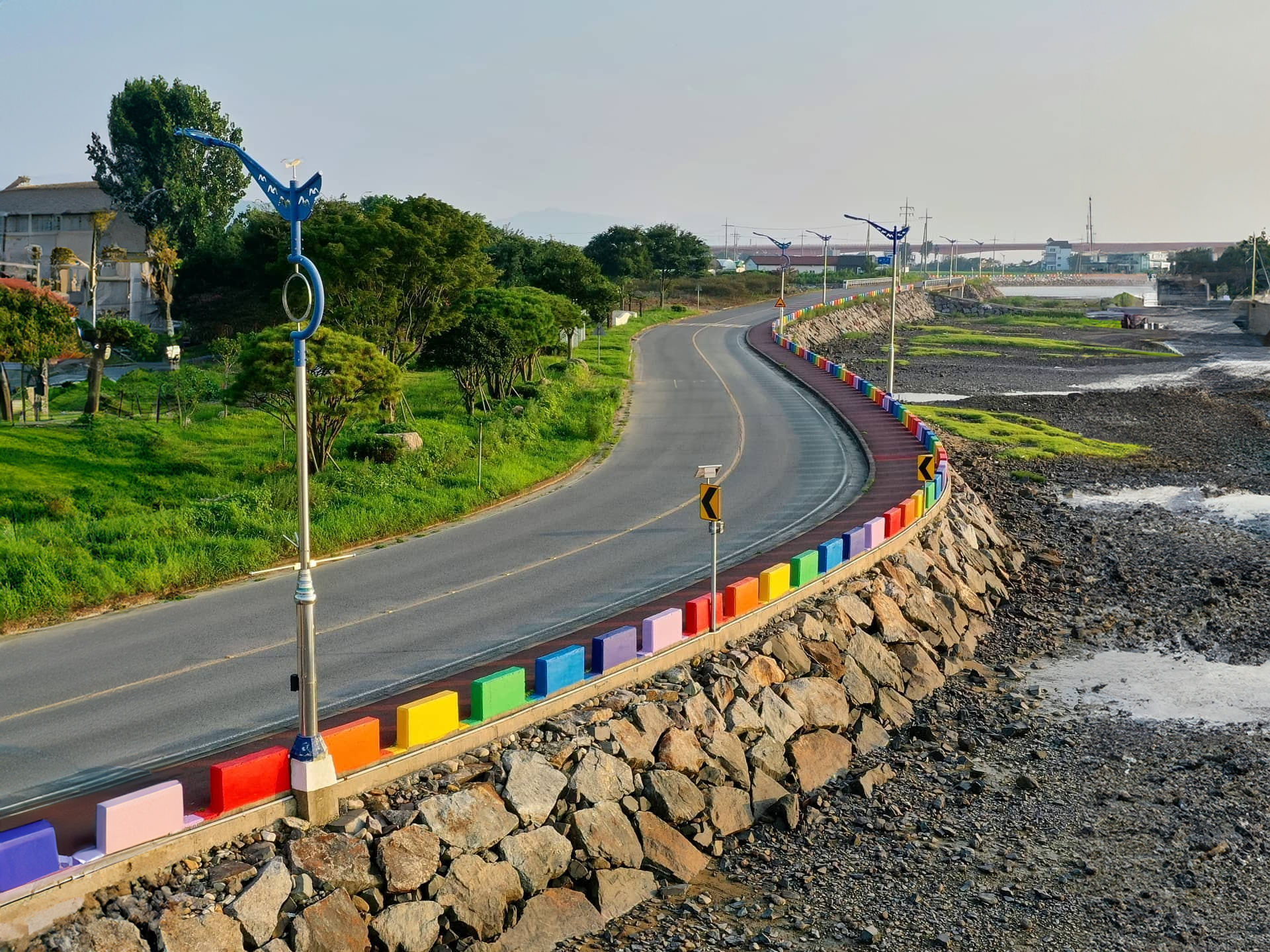 Winter coastal scenery of Sacheon with calm sea and soft seasonal light